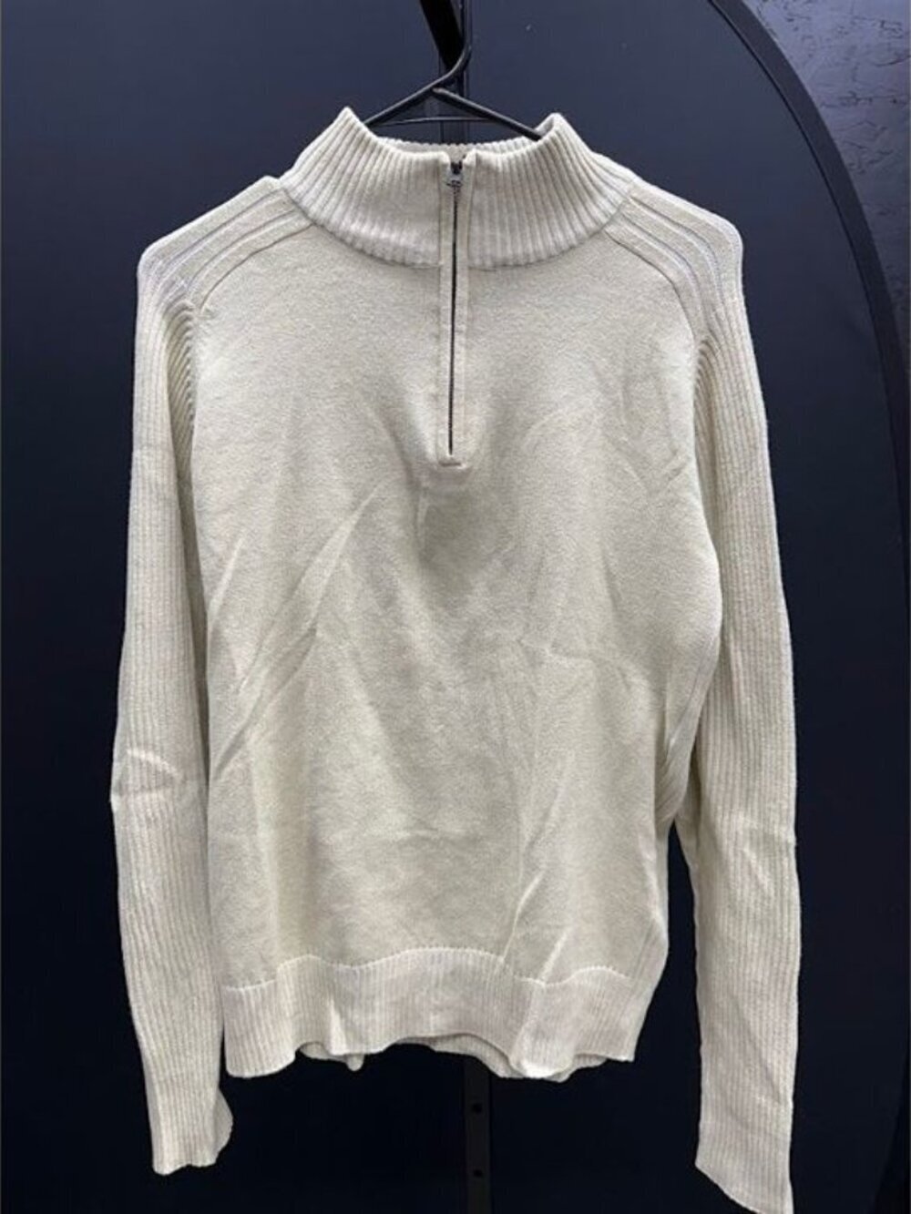 Carbon Beige Quarterzip Mock Neck Sweater